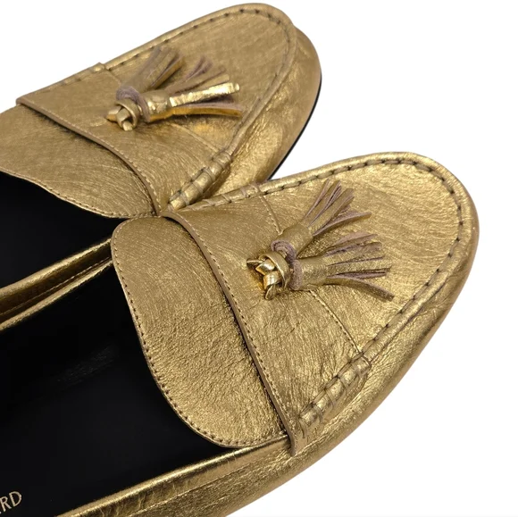 VERONICA BEARD Penny Tassel Loafers Gold Size 10.5 M New